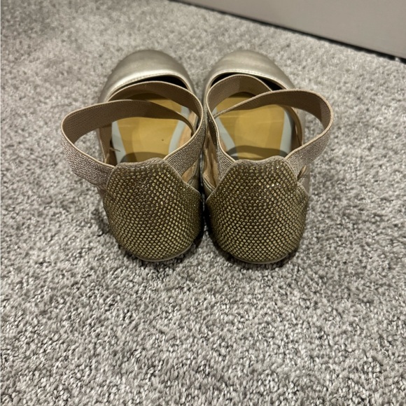 Gold Ballet Flats with Elastic Straps - Picture 2 of 2